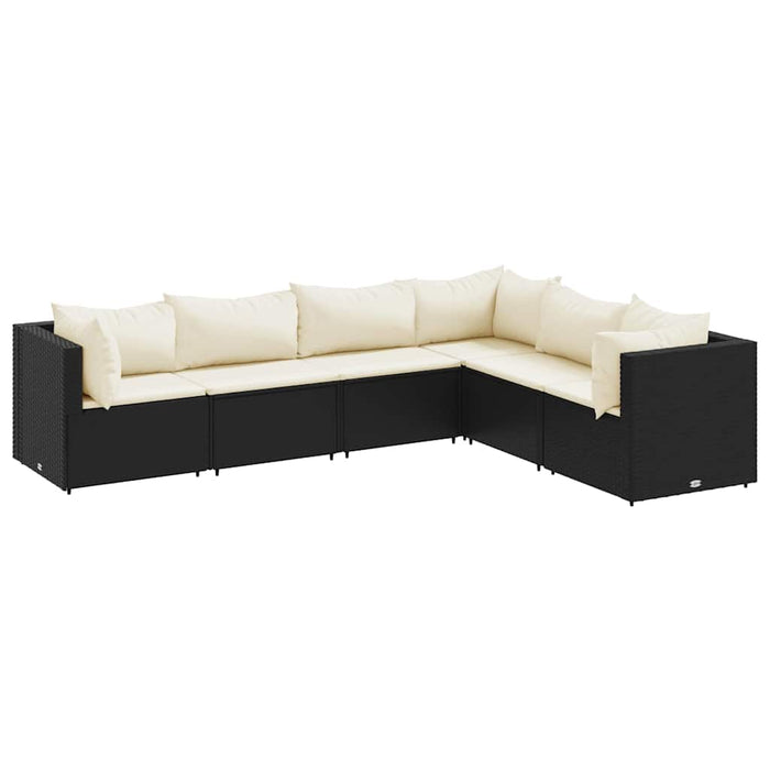 Set mobilier de grădină cu perne, 6 piese, negru, poliratan WALTI
