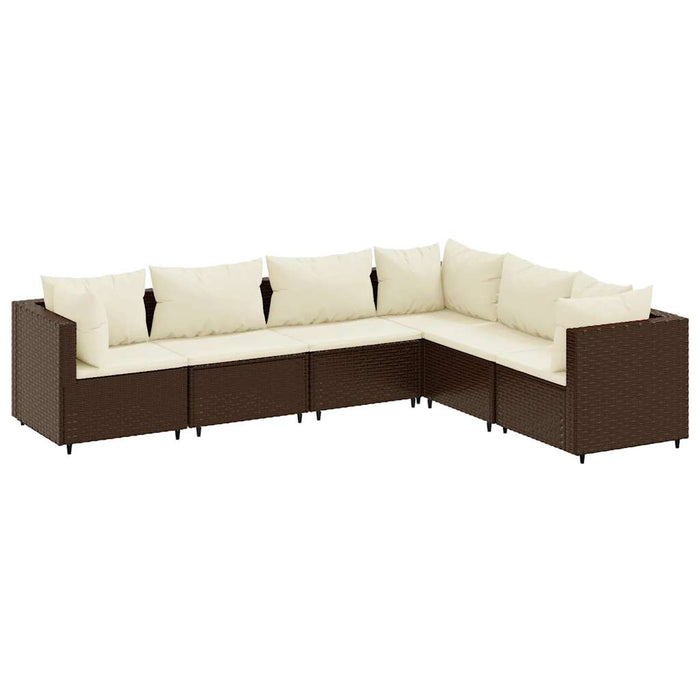 Set mobilier de grădină cu perne, 6 piese, maro, poliratan - WALTI WALTI