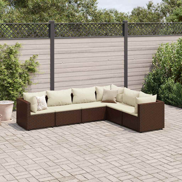 Set mobilier de grădină cu perne, 6 piese, maro, poliratan - WALTI WALTI