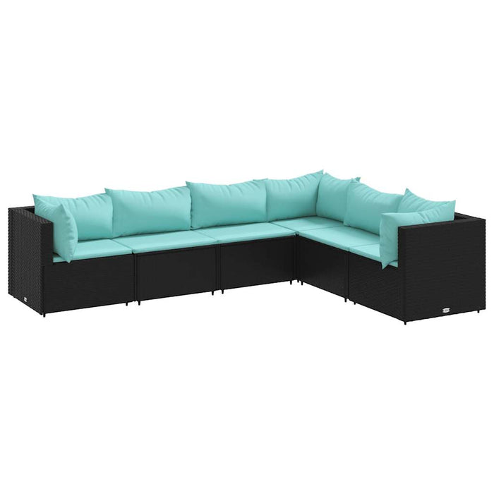 Set mobilier de grădină cu perne, 6 piese, negru, poliratan WALTI