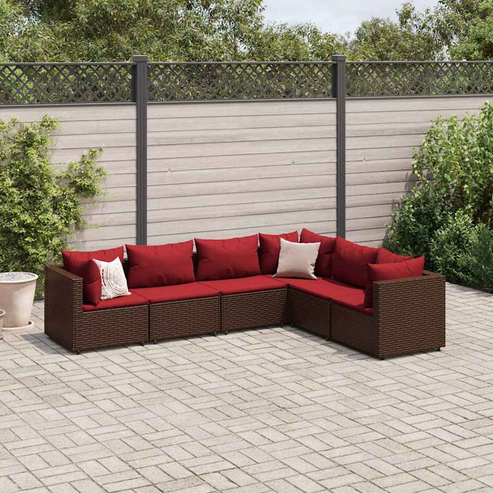Set mobilier de grădină cu perne, 6 piese, maro, poliratan - WALTI WALTI