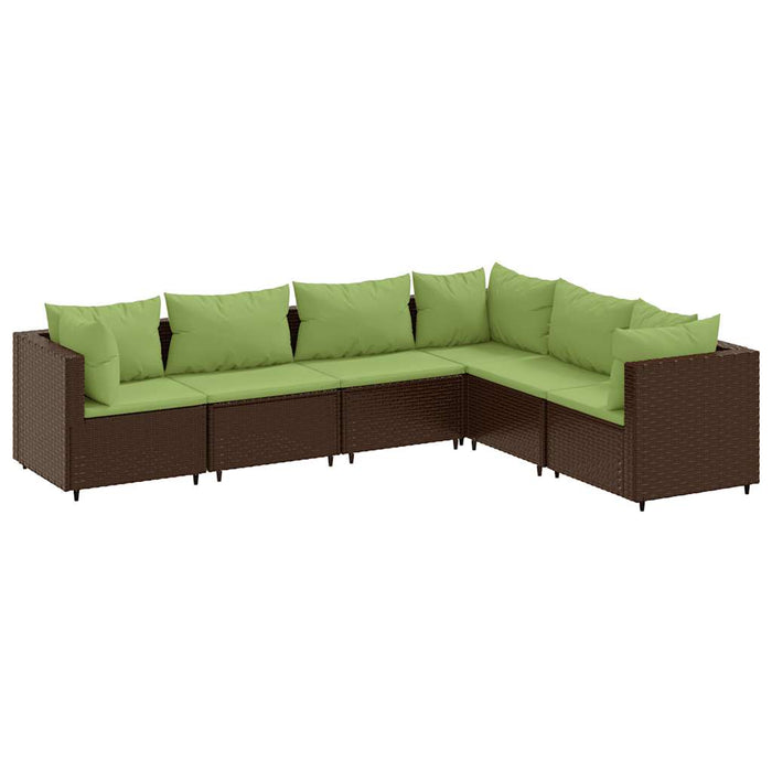 Set mobilier de grădină cu perne, 6 piese, maro, poliratan WALTI