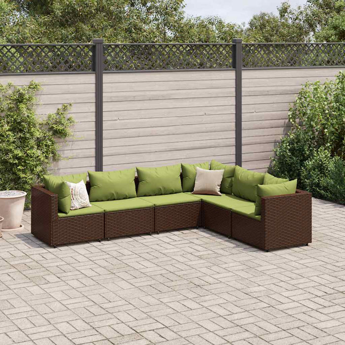 Set mobilier de grădină cu perne, 6 piese, maro, poliratan WALTI