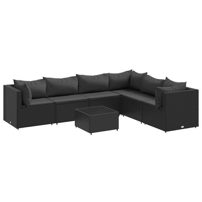 Set mobilier de grădină cu perne, 7 piese, negru, poliratan - WALTI WALTI