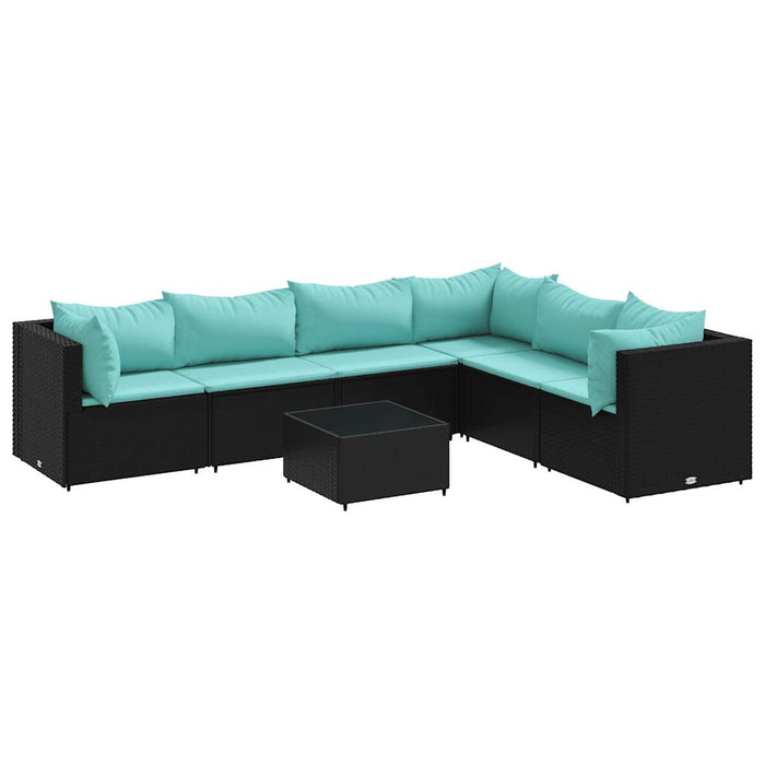 Set mobilier de grădină cu perne, 7 piese, negru, poliratan - WALTI WALTI