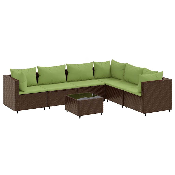 Set mobilier de grădină cu perne, 7 piese, maro, poliratan - WALTI WALTI