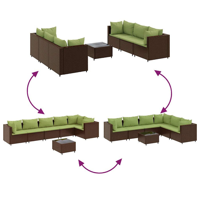 Set mobilier de grădină cu perne, 7 piese, maro, poliratan - WALTI WALTI