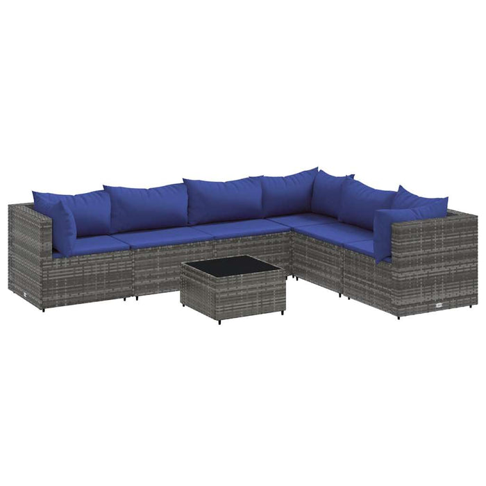 Set mobilier de grădină cu perne, 7 piese, gri, poliratan WALTI