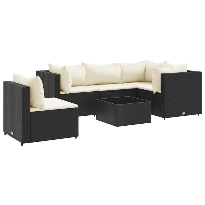 Set mobilier de grădină cu perne, 6 piese, negru, poliratan - WALTI WALTI