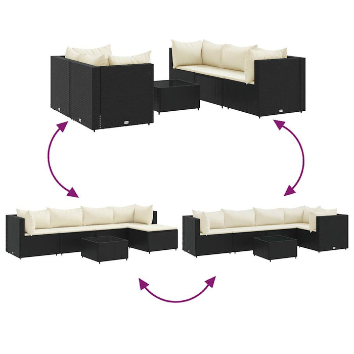 Set mobilier de grădină cu perne, 6 piese, negru, poliratan - WALTI WALTI