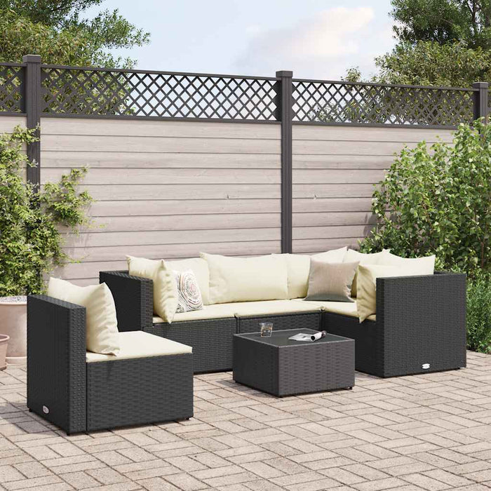 Set mobilier de grădină cu perne, 6 piese, negru, poliratan - WALTI WALTI