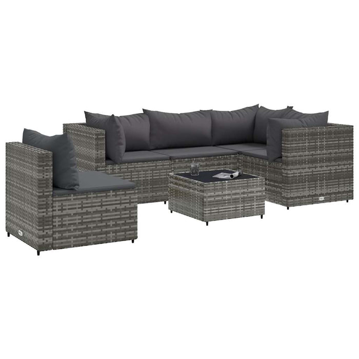 Set mobilier de grădină cu perne, 6 piese, gri, poliratan - WALTI WALTI