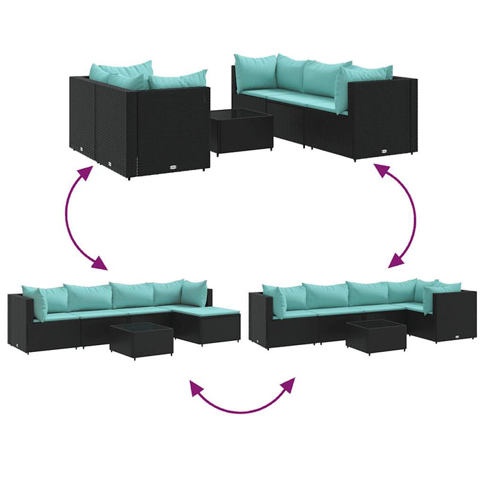 Set mobilier de grădină cu perne, 6 piese, negru, poliratan - WALTI WALTI