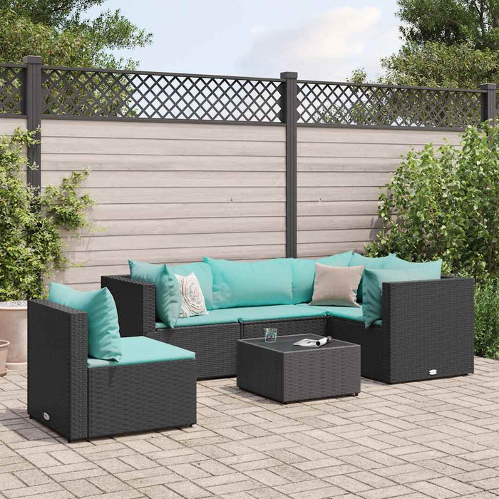 Set mobilier de grădină cu perne, 6 piese, negru, poliratan - WALTI WALTI