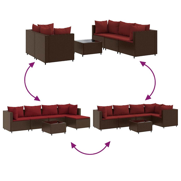 Set mobilier de grădină cu perne, 6 piese, maro, poliratan - WALTI WALTI