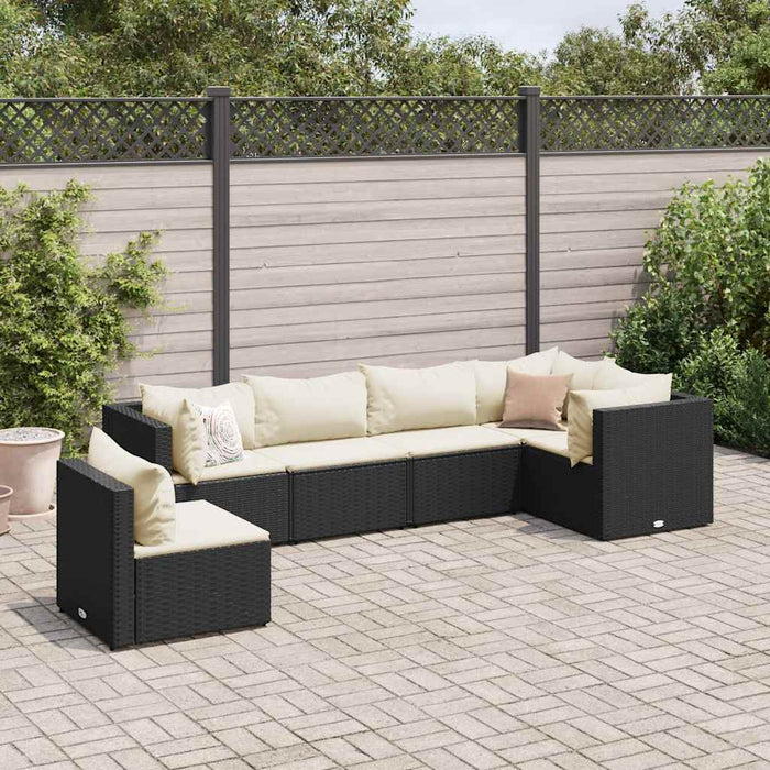 Set mobilier de grădină cu perne, 6 piese, negru, poliratan - WALTI WALTI
