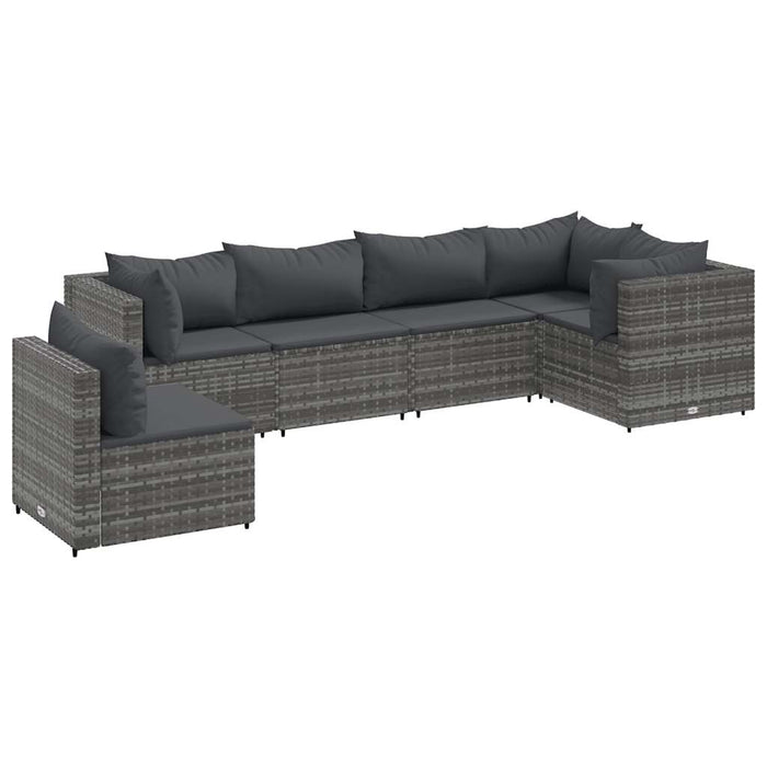 Set mobilier de grădină cu perne, 6 piese, gri, poliratan WALTI