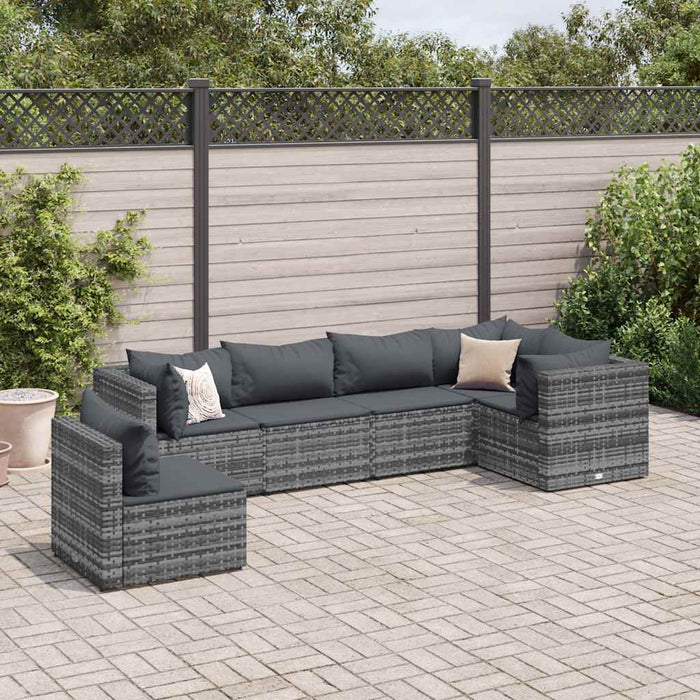 Set mobilier de grădină cu perne, 6 piese, gri, poliratan WALTI