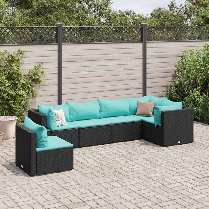 Set mobilier de grădină cu perne, 6 piese, negru, poliratan - WALTI WALTI