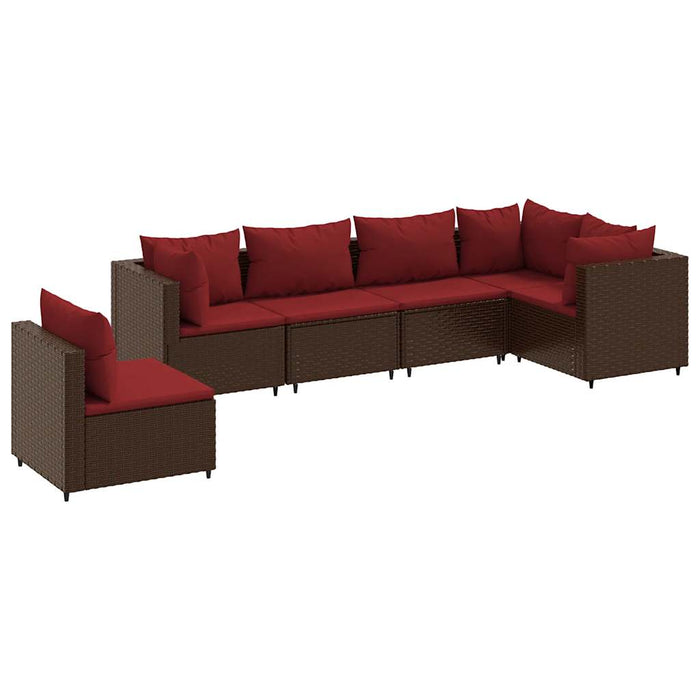 Set mobilier de grădină cu perne, 6 piese, maro, poliratan - WALTI WALTI