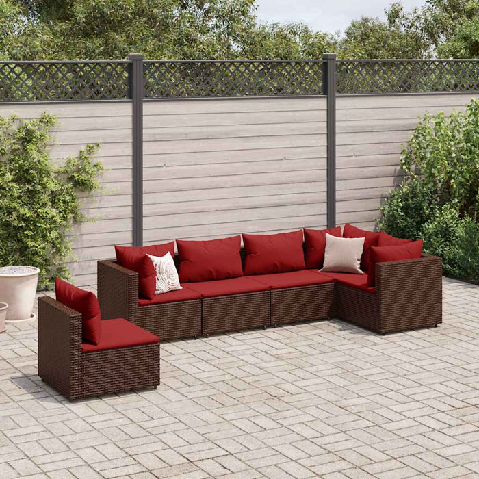Set mobilier de grădină cu perne, 6 piese, maro, poliratan - WALTI WALTI
