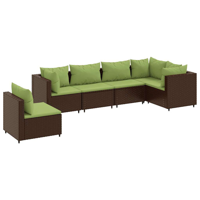 Set mobilier de grădină cu perne, 6 piese, maro, poliratan - WALTI WALTI