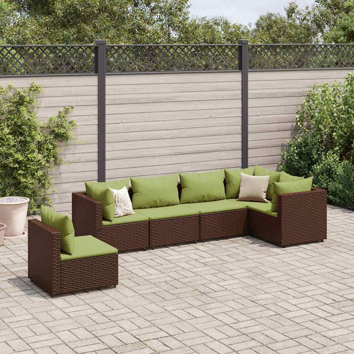 Set mobilier de grădină cu perne, 6 piese, maro, poliratan - WALTI WALTI