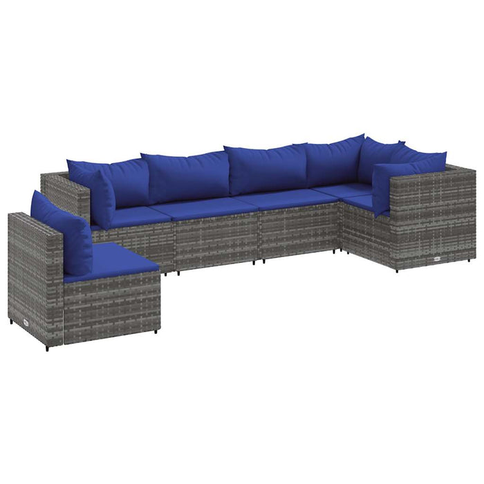 Set mobilier de grădină cu perne, 6 piese, gri, poliratan - WALTI WALTI