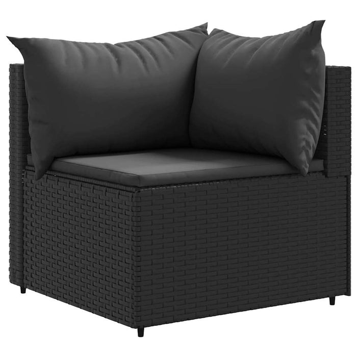 Set mobilier de grădină cu perne, 7 piese, negru, poliratan - WALTI WALTI