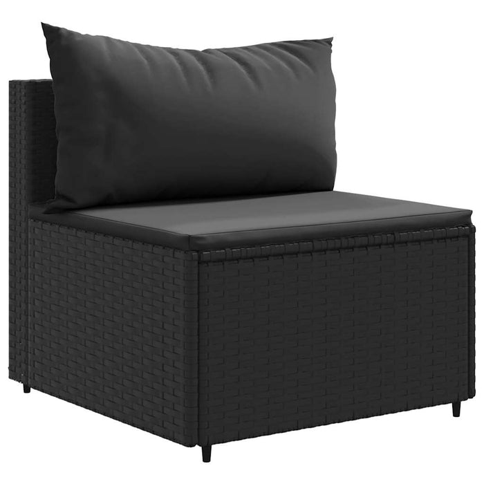 Set mobilier de grădină cu perne, 7 piese, negru, poliratan - WALTI WALTI