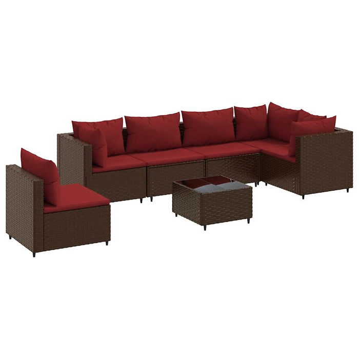 Set mobilier de grădină cu perne, 7 piese, maro, poliratan - WALTI WALTI