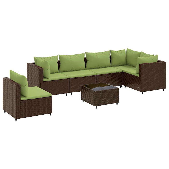 Set mobilier de grădină cu perne, 7 piese, maro, poliratan - WALTI WALTI