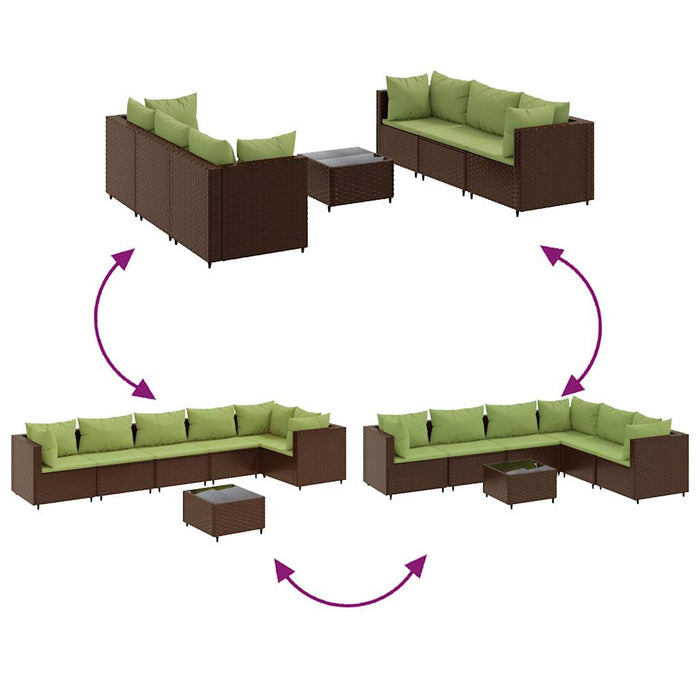 Set mobilier de grădină cu perne, 7 piese, maro, poliratan - WALTI WALTI
