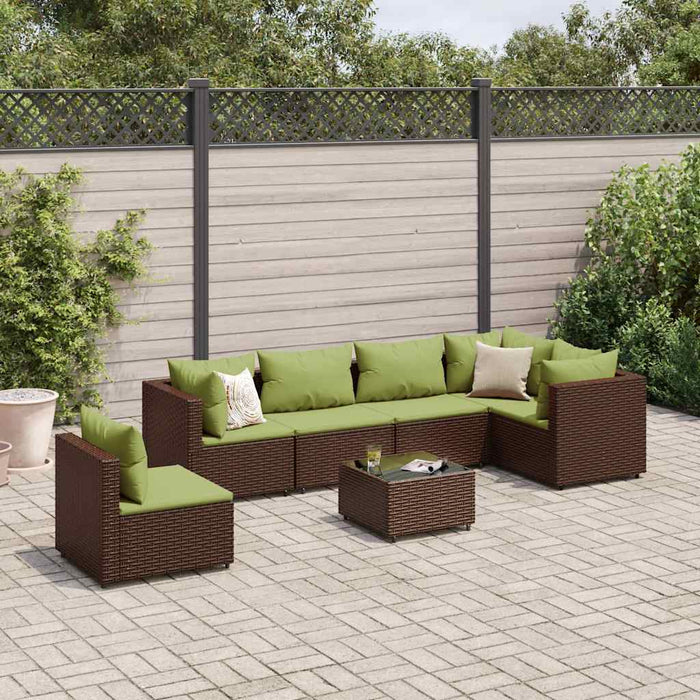 Set mobilier de grădină cu perne, 7 piese, maro, poliratan - WALTI WALTI