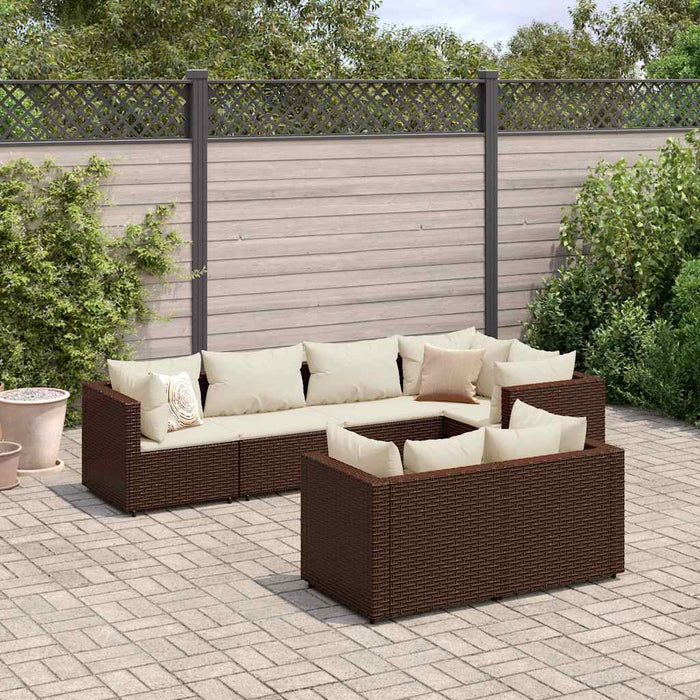 Set mobilier de grădină cu perne, 7 piese, maro, poliratan - WALTI WALTI