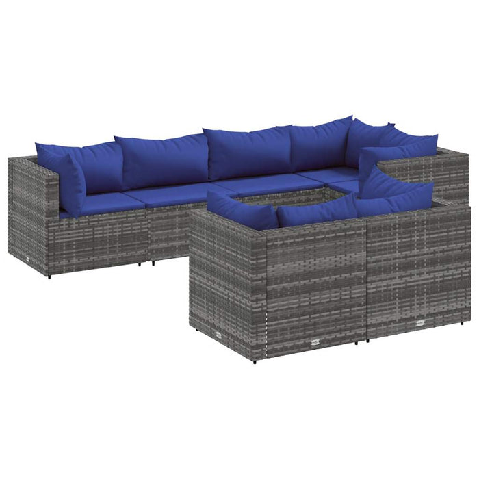 Set mobilier de grădină cu perne, 7 piese, gri, poliratan - WALTI WALTI