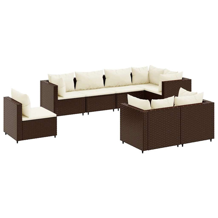 Set mobilier de grădină cu perne, 8 piese, maro, poliratan - WALTI WALTI