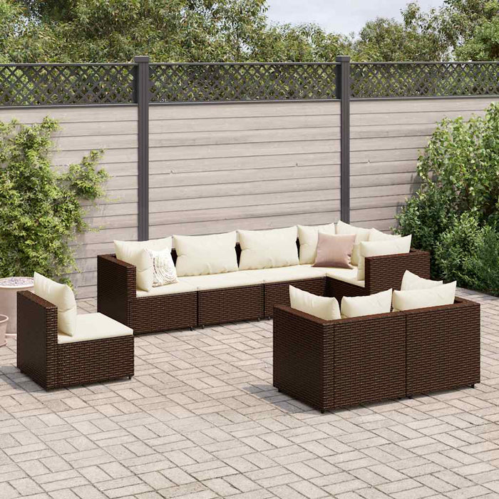 Set mobilier de grădină cu perne, 8 piese, maro, poliratan - WALTI WALTI
