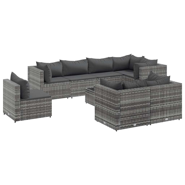 Set mobilier de grădină cu perne, 9 piese, gri, poliratan - WALTI WALTI