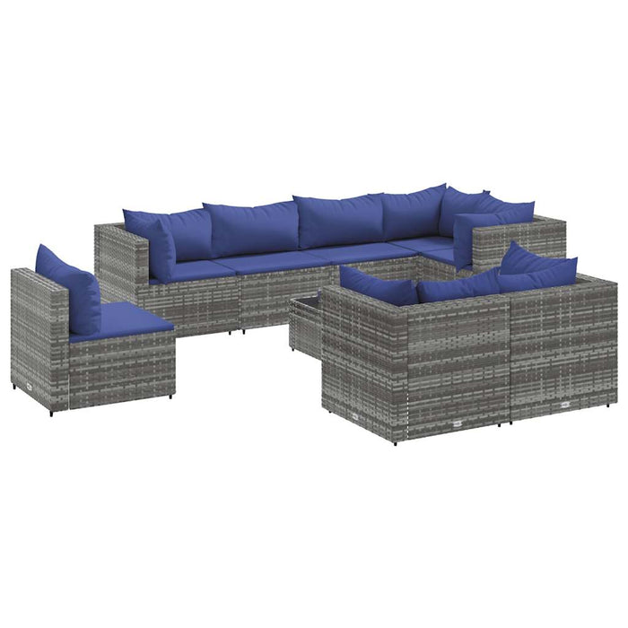 Set mobilier de grădină cu perne, 9 piese, gri, poliratan - WALTI WALTI