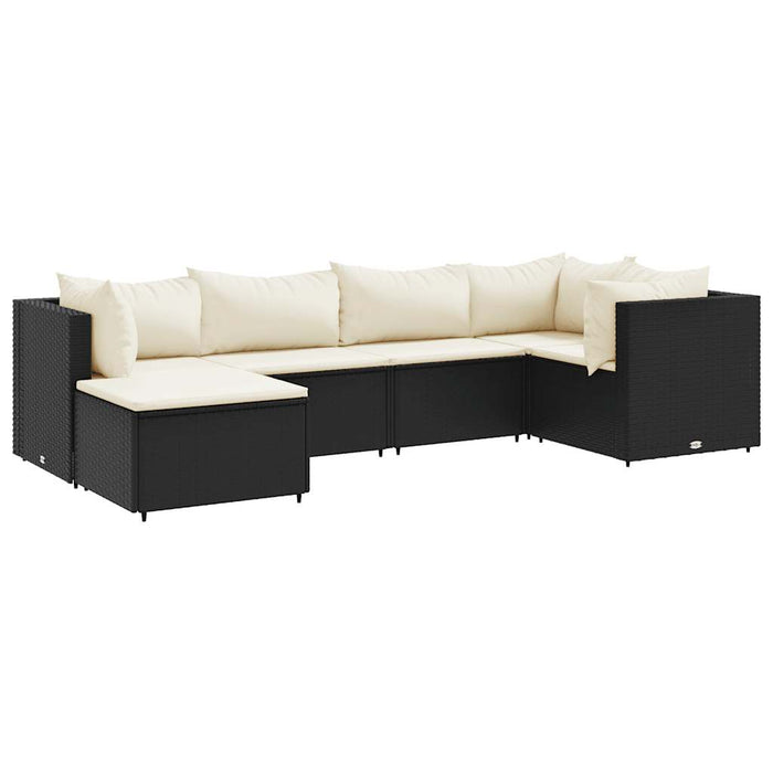 Set mobilier de grădină cu perne, 6 piese, negru, poliratan - WALTI WALTI