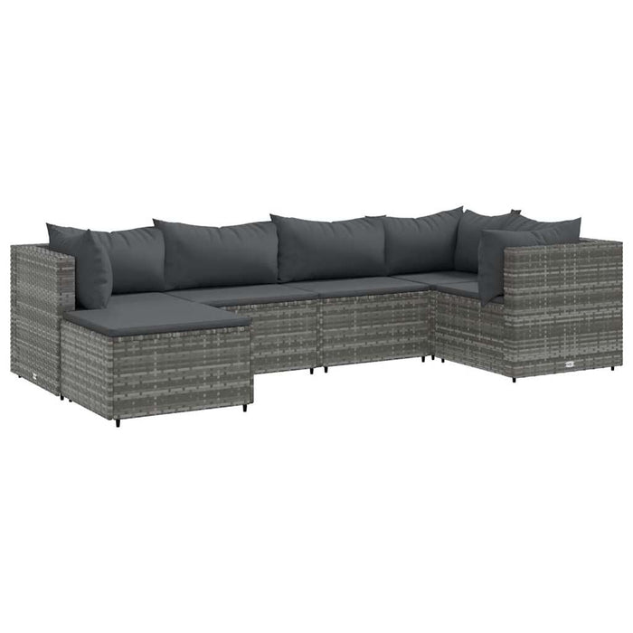 Set mobilier de grădină cu perne, 6 piese, gri, poliratan - WALTI WALTI