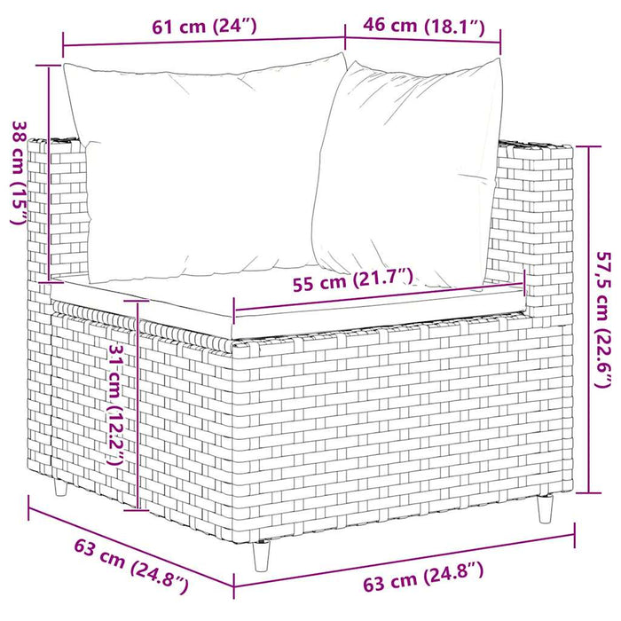 Set mobilier de grădină cu perne, 6 piese, negru, poliratan - WALTI WALTI