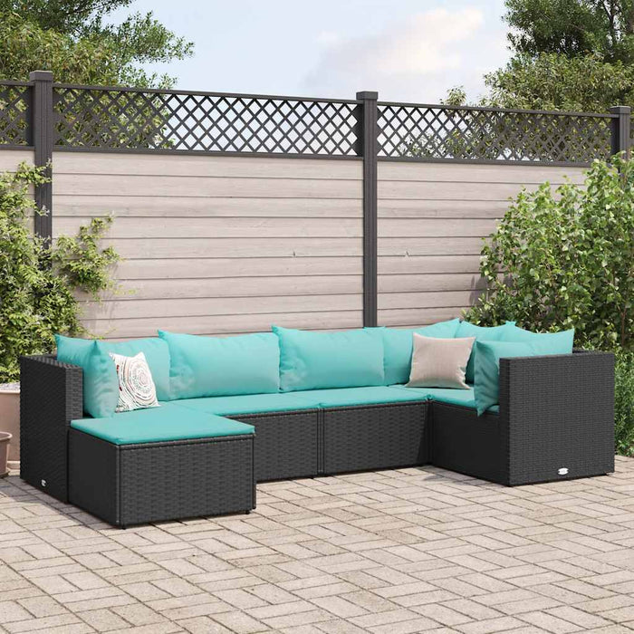 Set mobilier de grădină cu perne, 6 piese, negru, poliratan - WALTI WALTI