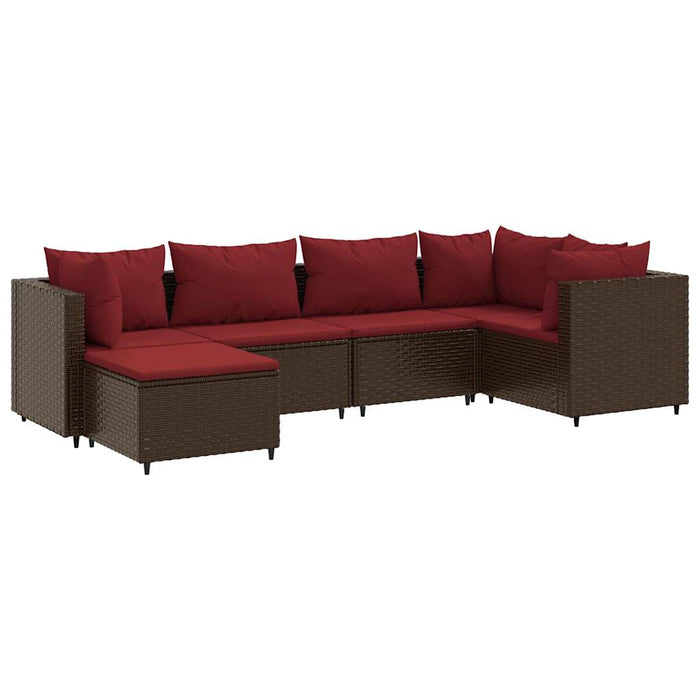 Set mobilier de grădină cu perne, 6 piese, maro, poliratan - WALTI WALTI