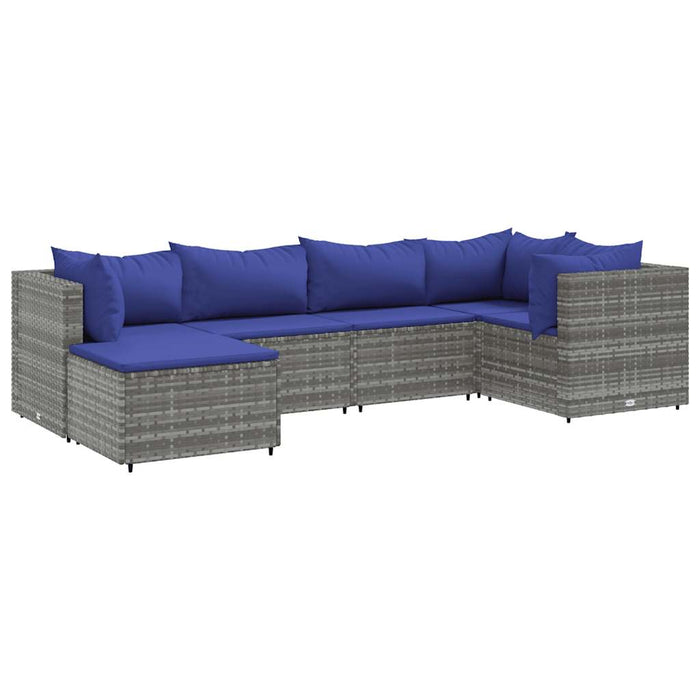 Set mobilier de grădină cu perne, 6 piese, gri, poliratan - WALTI WALTI