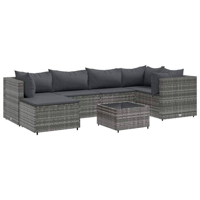 Set mobilier de grădină cu perne, 7 piese, gri, poliratan - WALTI WALTI