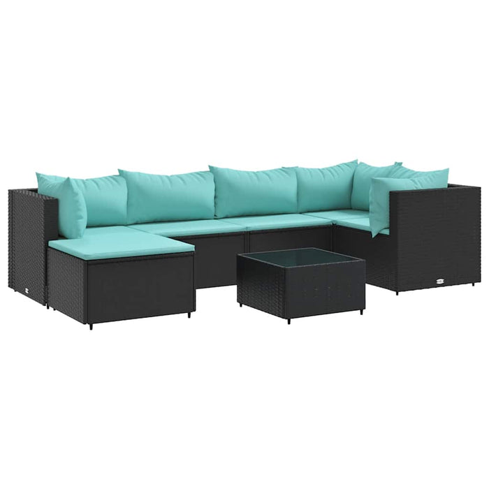 Set mobilier de grădină cu perne, 7 piese, negru, poliratan - WALTI WALTI