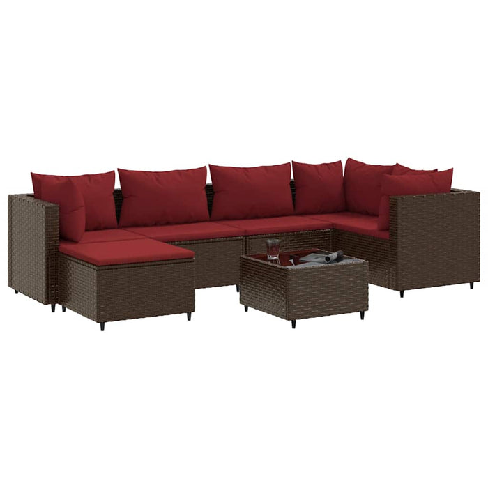 Set mobilier de grădină cu perne, 7 piese, maro, poliratan WALTI