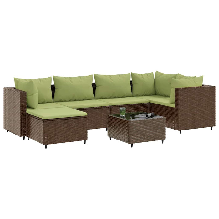 Set mobilier de grădină cu perne, 7 piese, maro, poliratan - WALTI WALTI